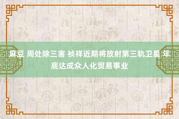 麻豆 周处除三害 祯祥近期将放射第三轨卫星 年底达成众人化贸易事业