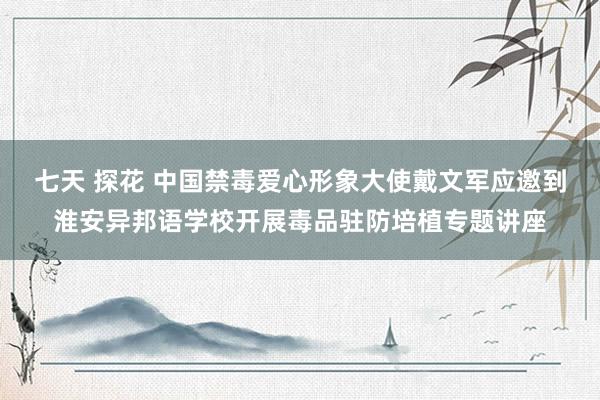七天 探花 中国禁毒爱心形象大使戴文军应邀到淮安异邦语学校开展毒品驻防培植专题讲座