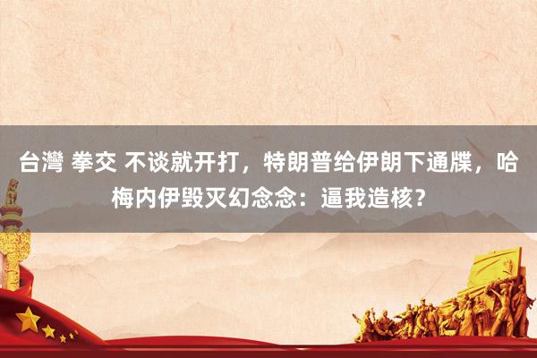 台灣 拳交 不谈就开打，特朗普给伊朗下通牒，哈梅内伊毁灭幻念念：逼我造核？