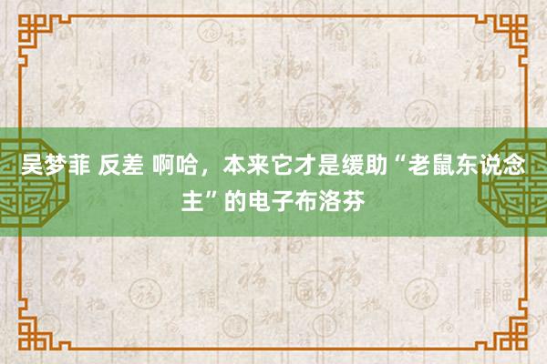 吴梦菲 反差 啊哈，本来它才是缓助“老鼠东说念主”的电子布洛芬