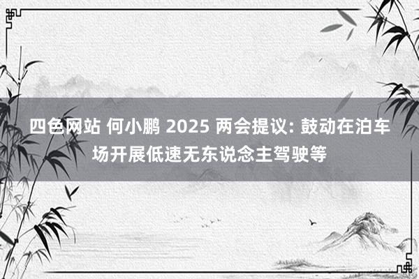 四色网站 何小鹏 2025 两会提议: 鼓动在泊车场开展低速无东说念主驾驶等