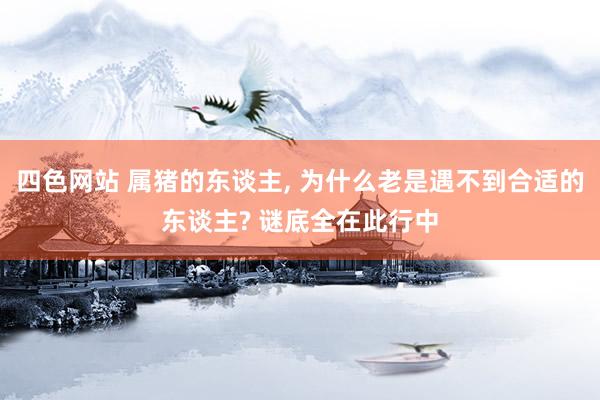 四色网站 属猪的东谈主, 为什么老是遇不到合适的东谈主? 谜底全在此行中
