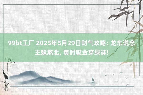 99bt工厂 2025年5月29日财气攻略: 龙东说念主躲煞北, 寅时吸金穿绿袜!