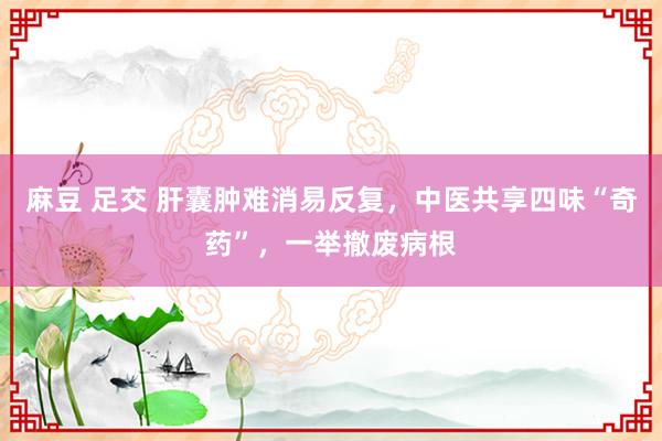 麻豆 足交 肝囊肿难消易反复，中医共享四味“奇药”，一举撤废病根