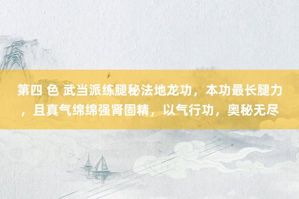 第四 色 武当派练腿秘法地龙功，本功最长腿力，且真气绵绵强肾固精，以气行功，奥秘无尽